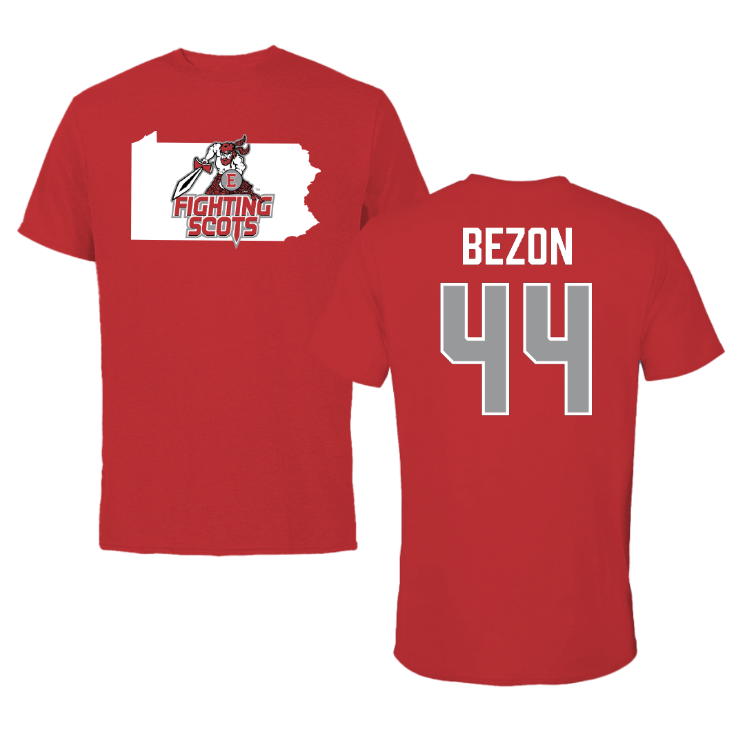 PennWest Edinboro Football Red State Performance Tee - #44 Clayton Bezon