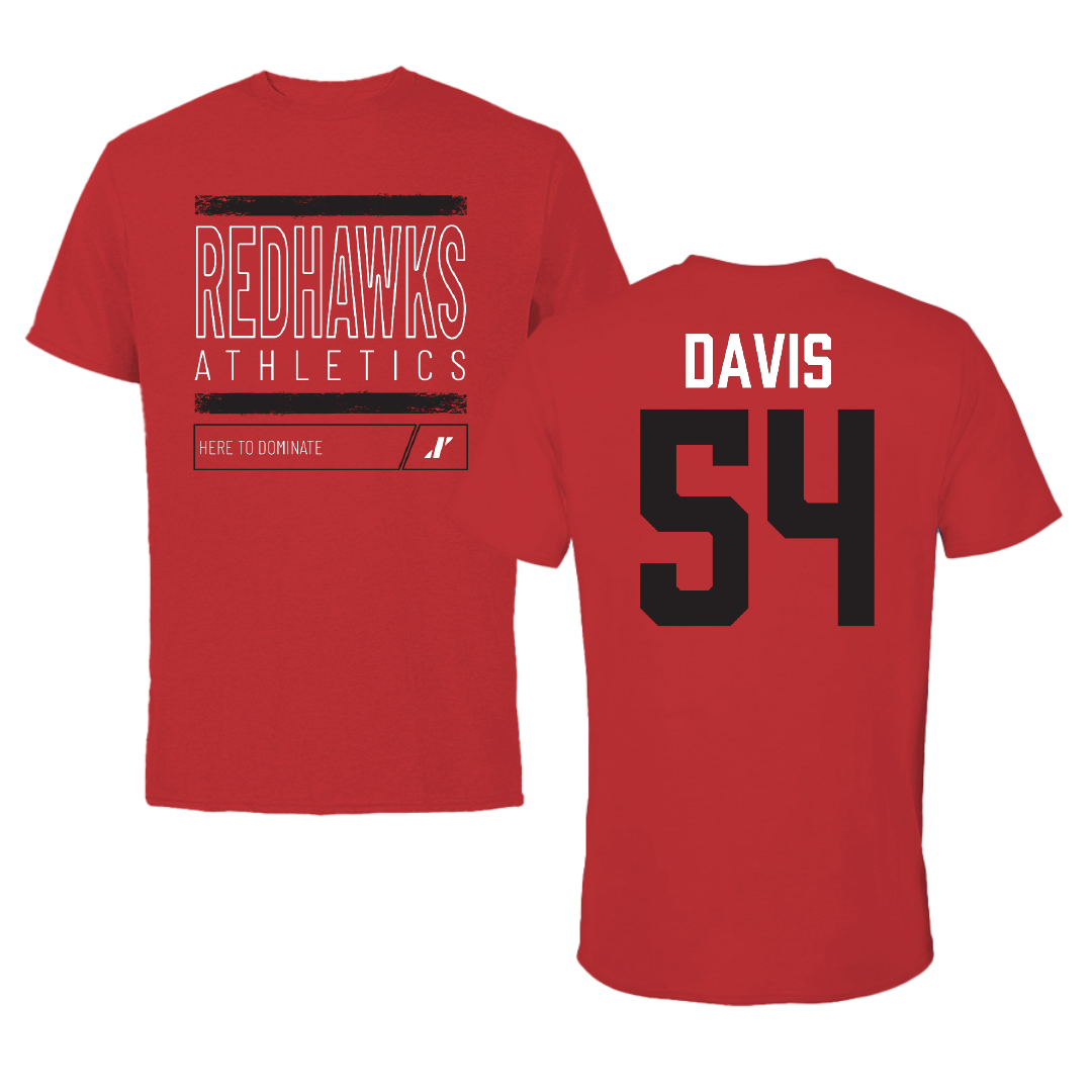 Southeast Missouri State University Football Red Dominate Performance Tee - #54 Jayden Davis
