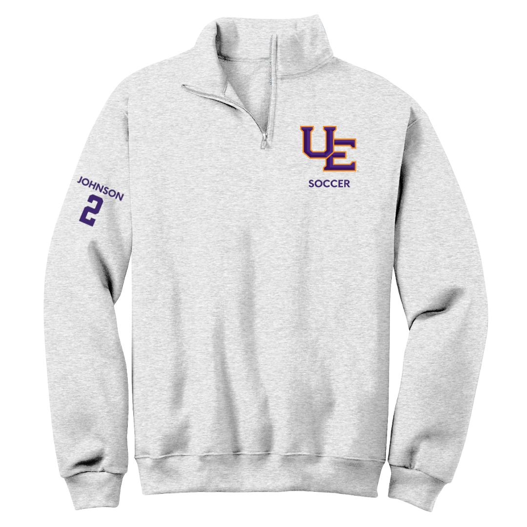University of Evansville Soccer (W) Light Gray Quarter-Zip - #2 Taylor Johnson