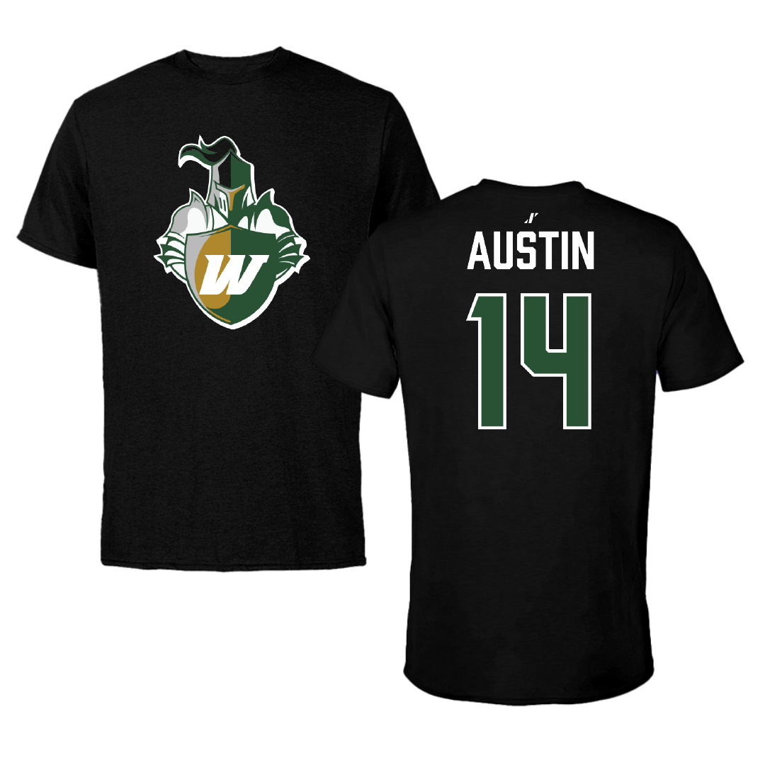 Webber International University Football Black Performance Tee - #14 Edward Austin