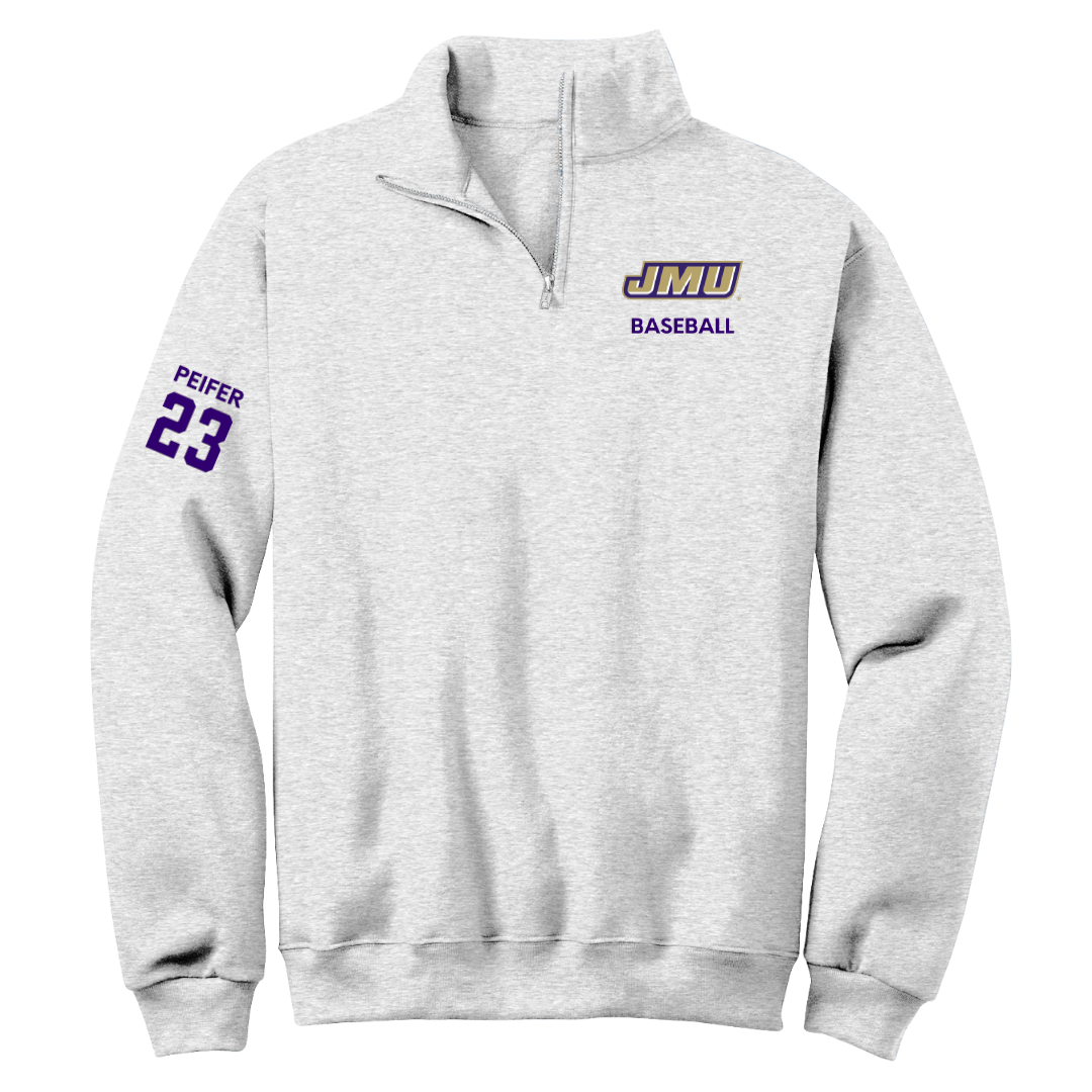 James Madison University Baseball Light Gray Quarter-Zip - #23 Wyatt Peifer