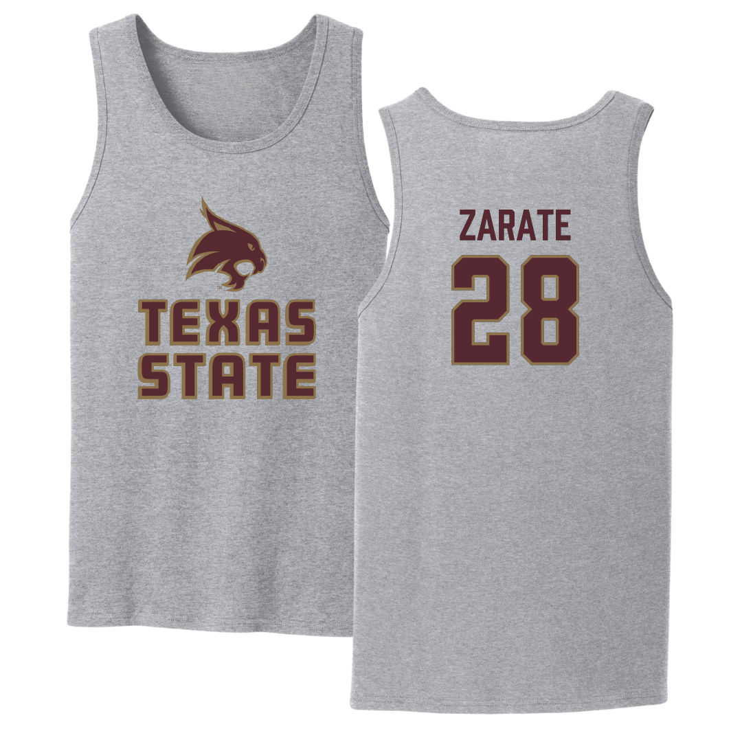 Texas State University Softball Sport Gray Tank Top - #28 Katarina Zarate