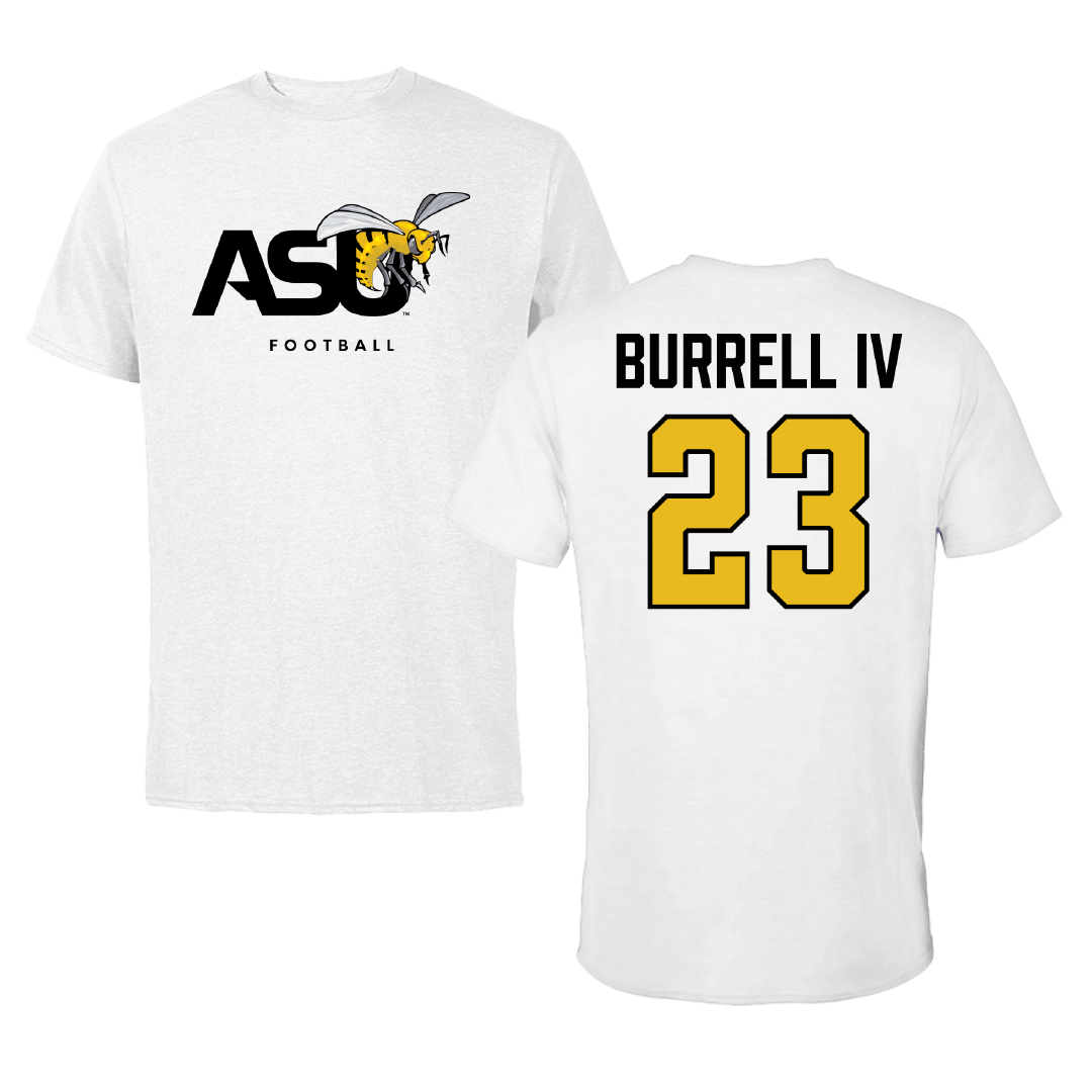 Alabama State University Football White ASU Tee - #23 Vincent Burrell IV