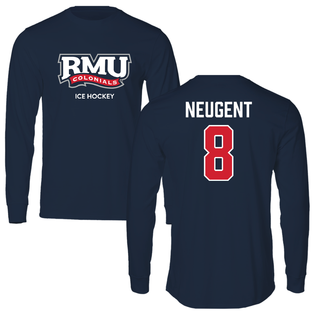 Robert Morris University Ice Hockey (W) Navy RMU Performance Long Sleeve - #8 Mya Neugent