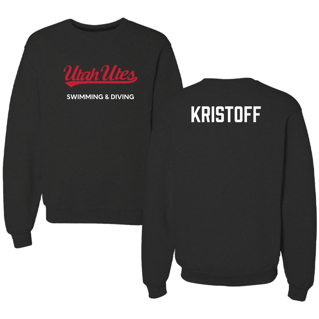 University of Utah Swimming & Diving Black Crewneck - Keaton Kristoff