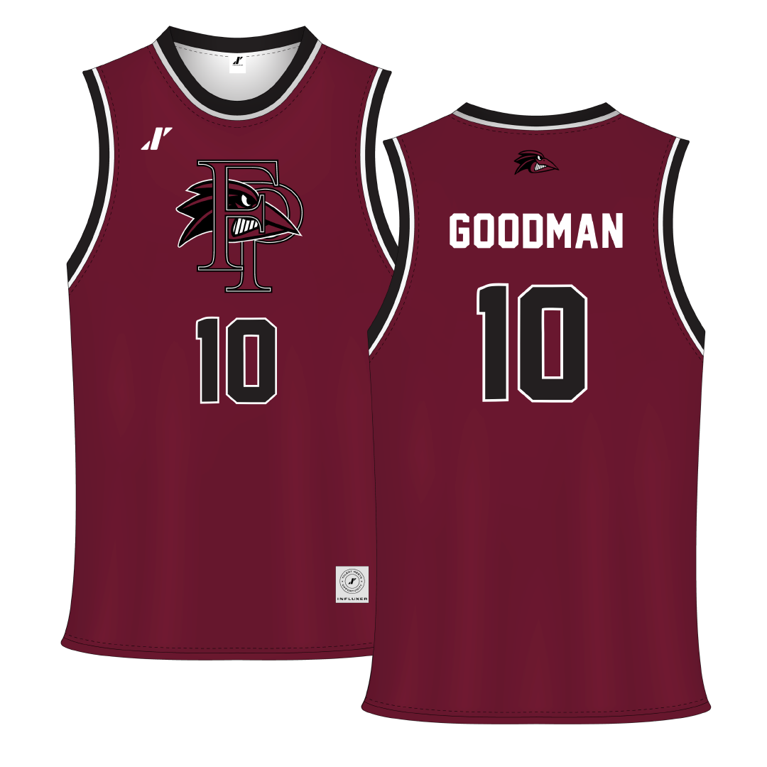 Franklin Pierce University Maroon Basketball Jersey - #10 Dylan Goodman