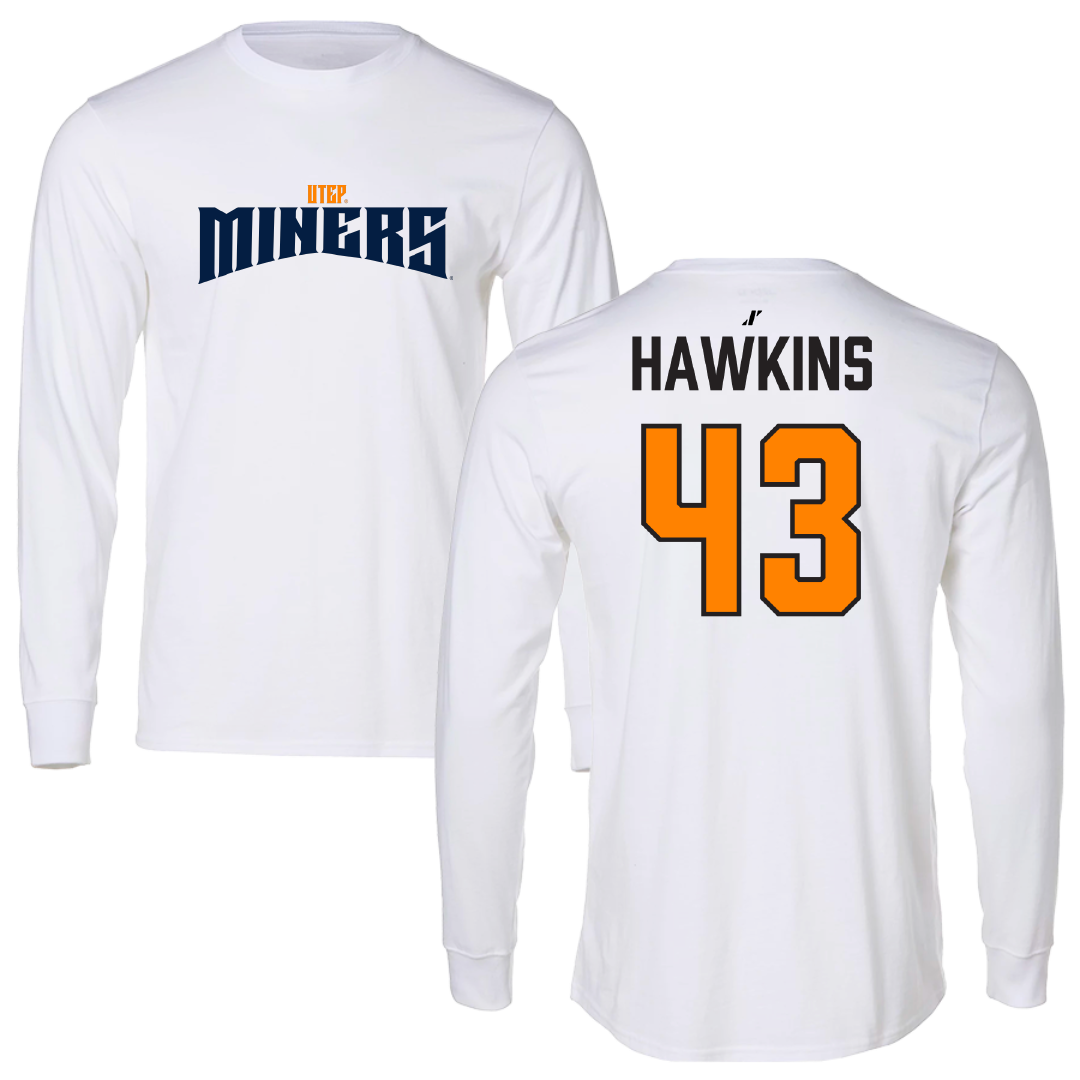 University of Texas at El Paso Football White Classic Performance Long Sleeve - #43 Garrett Hawkins