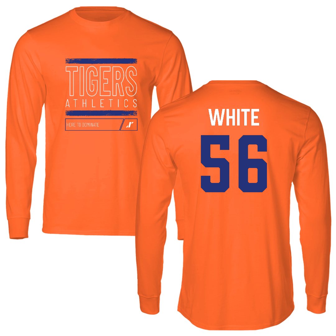 Savannah State University Football Orange Dominate Performance Long Sleeve - #56 Akeem White