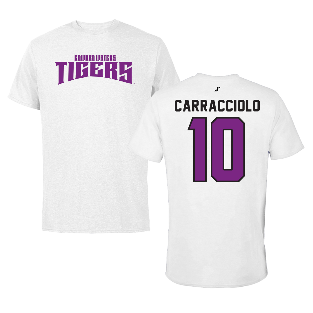 Edward Waters University Baseball White Classic Performance Tee - #10 Andres Carracciolo