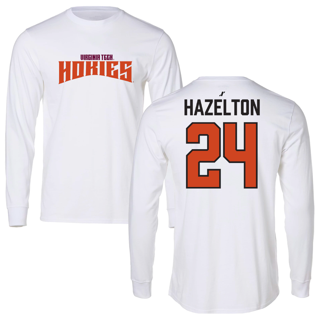 Virginia Tech Volleyball White Classic Performance Long Sleeve - #24 Reese Hazelton