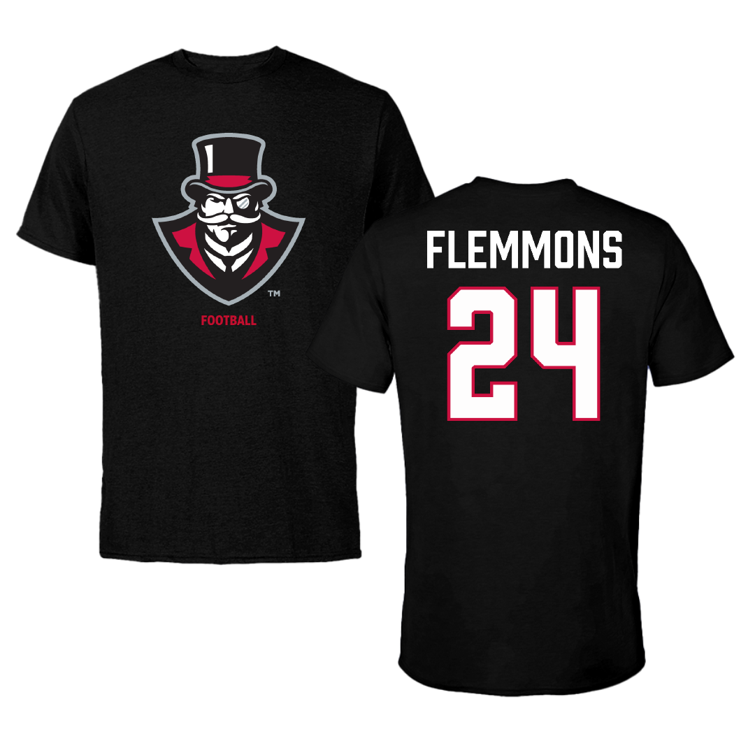 Austin Peay State University Football Black Tee - #24 Jeremiah Flemmons