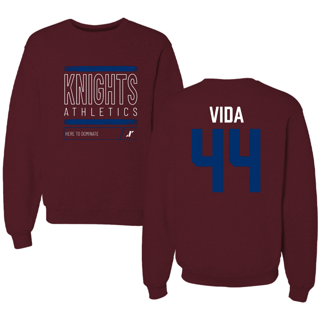 Fairleigh Dickinson University-Metropolitan Campus Baseball Maroon Dominate Crewneck - #44 Cole Vida
