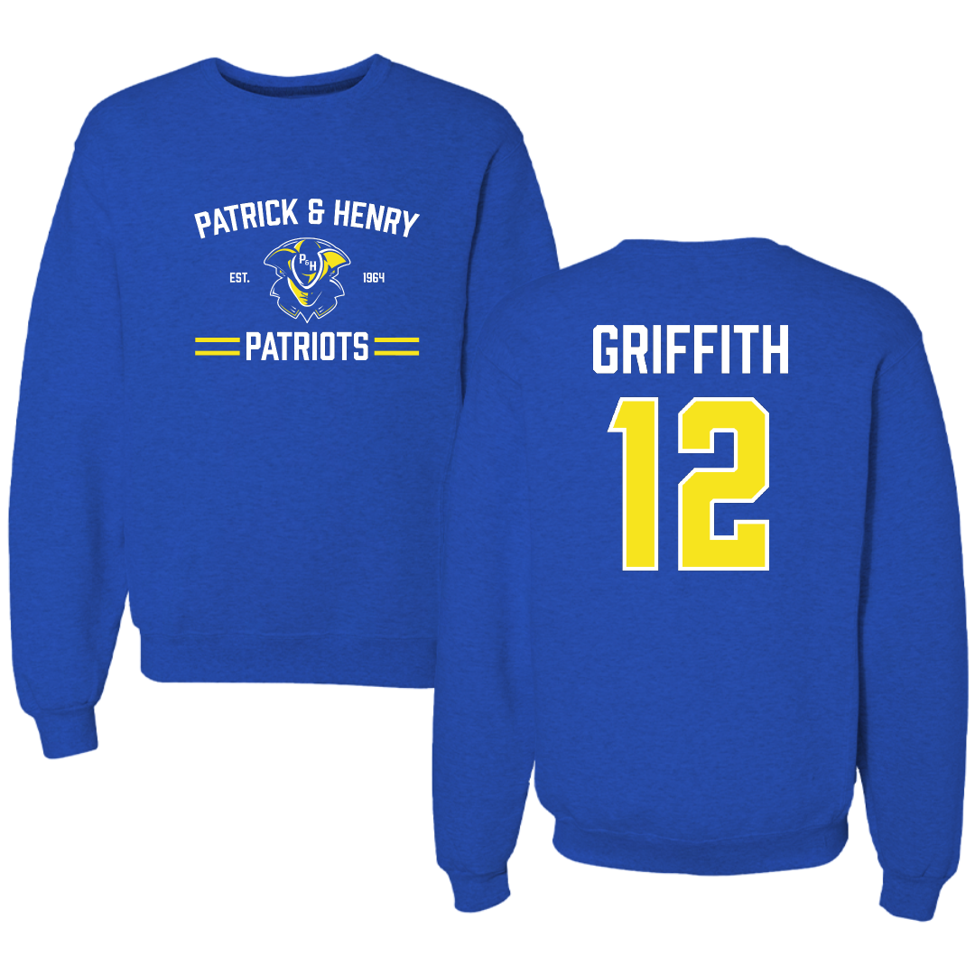 Patrick & Henry Community College Baseball Blue General Crewneck - #12 Wyatt Griffith