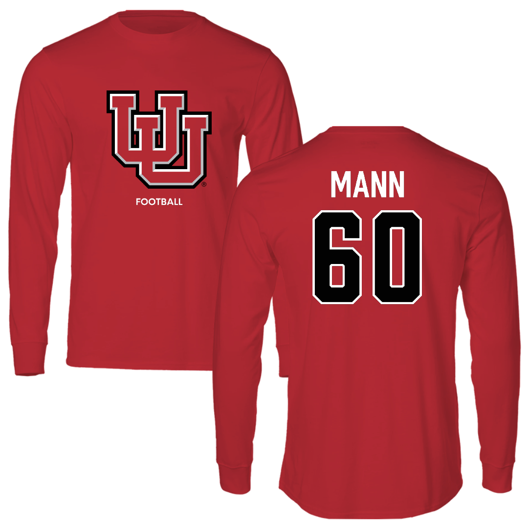 University of Utah Football Red Block Performance Long Sleeve - #60 Shintaro Mann