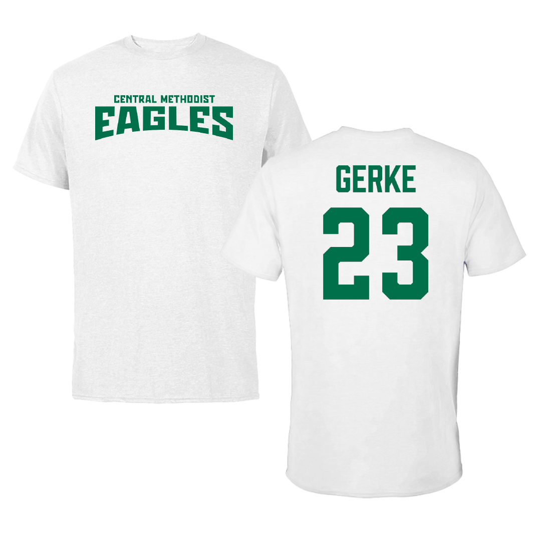 Central Methodist University Basketball White Classic Performance Tee - #23 Asnate Gerke
