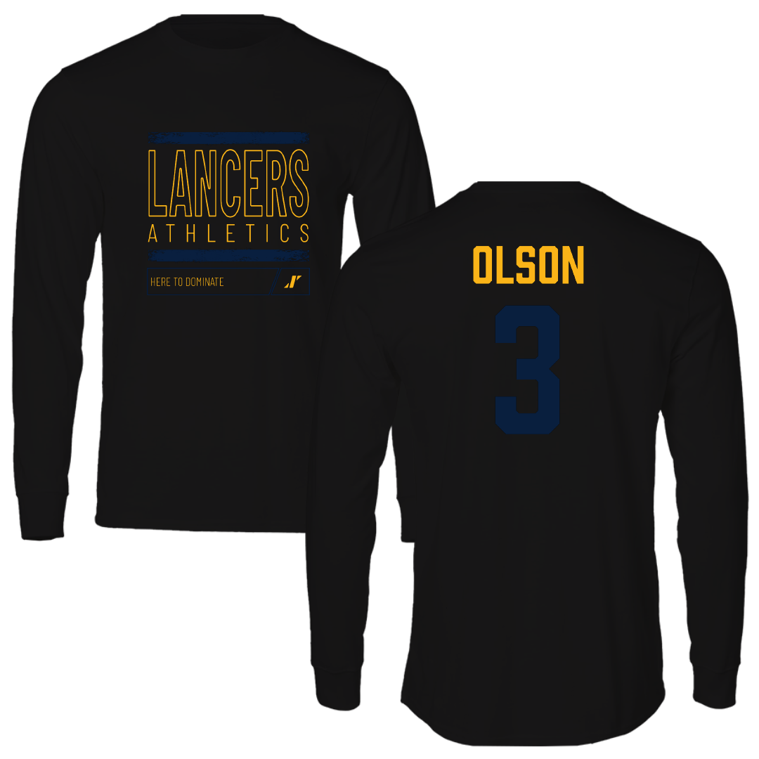 Mount Marty University Basketball Black Dominate Performance Long Sleeve - #3 Eli Olson