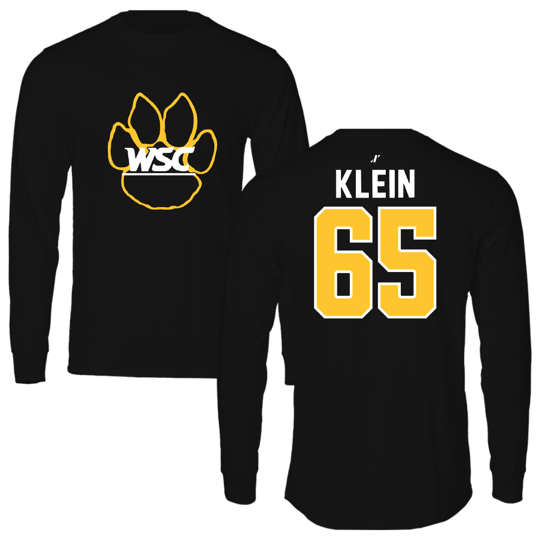 Wayne State College (Nebraska) Football Black Performance Long Sleeve - #65 Caleb Klein