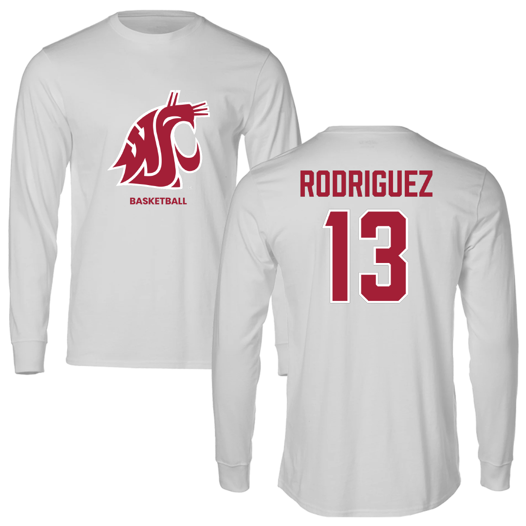 Washington State University Basketball (M) Light Gray Performance Long Sleeve - #13 Adrià Rodriguez