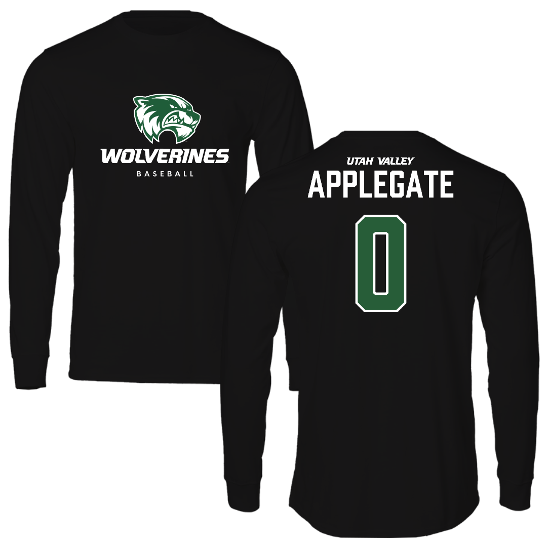 Utah Valley University Baseball Black Performance Long Sleeve - #0 Will Applegate