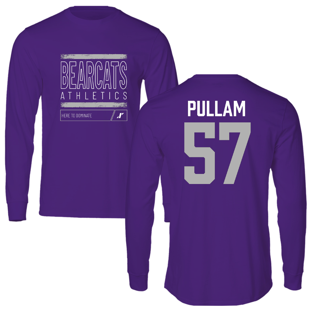 Southwest Baptist University Football Purple Dominate Performance Long Sleeve - #57 Landon Pullam