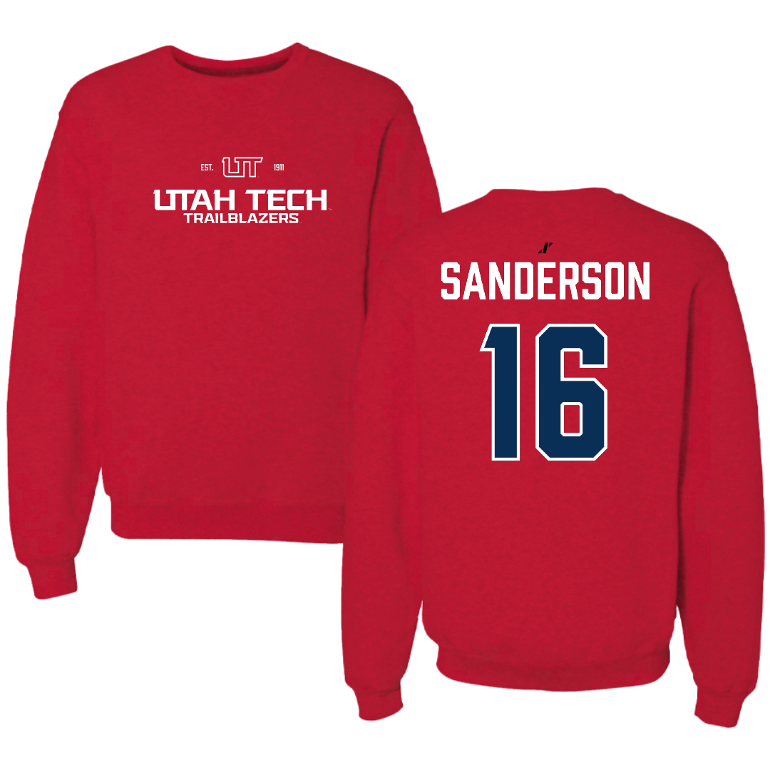 Utah Tech University Softball Red General Crewneck - #16 Summer Sanderson