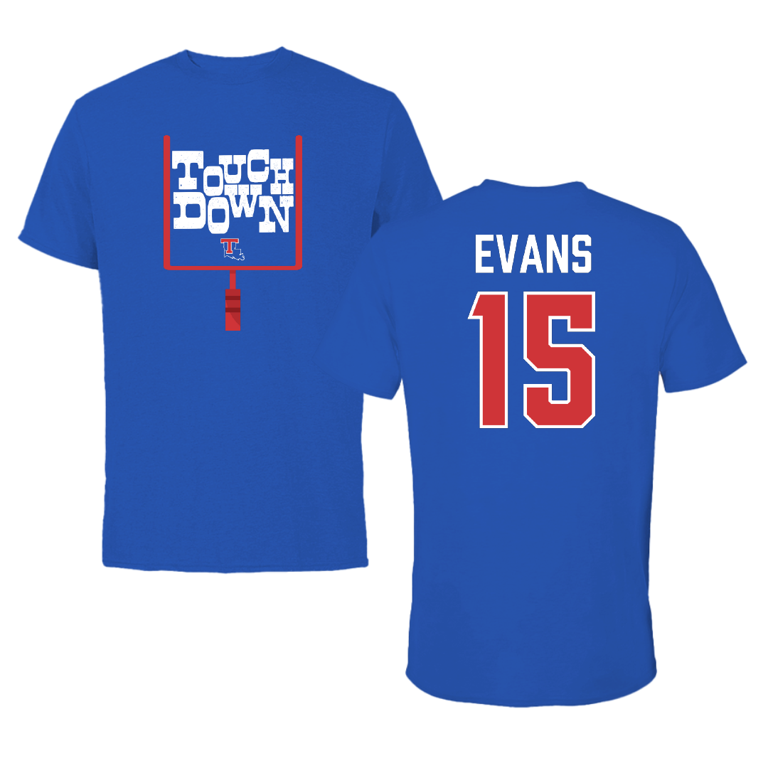 Louisiana Tech University Football Blue Touchdown Performance Tee - #15 Jessie Evans