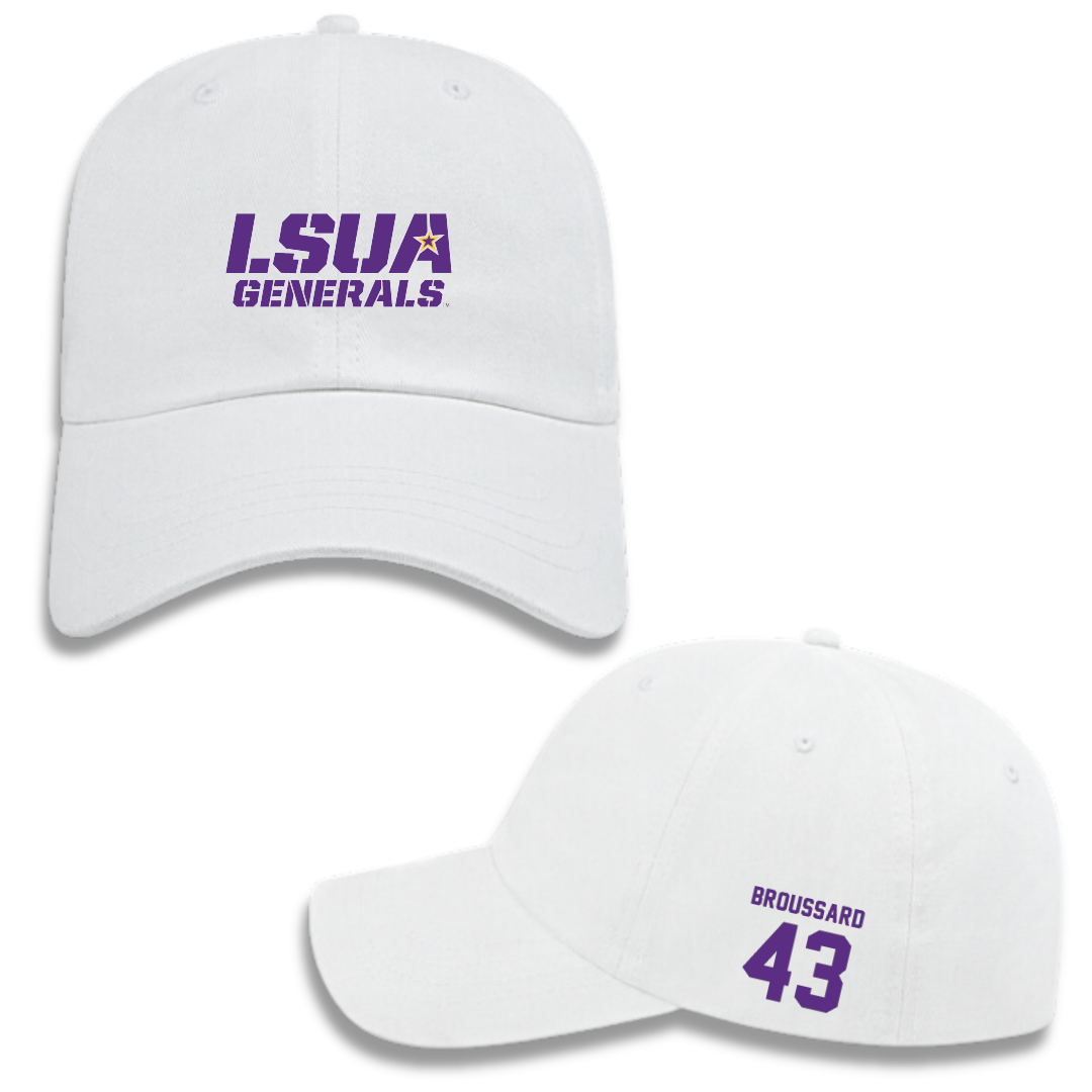 Louisiana State University-Alexandria Baseball White Hat - #43 Remy Broussard