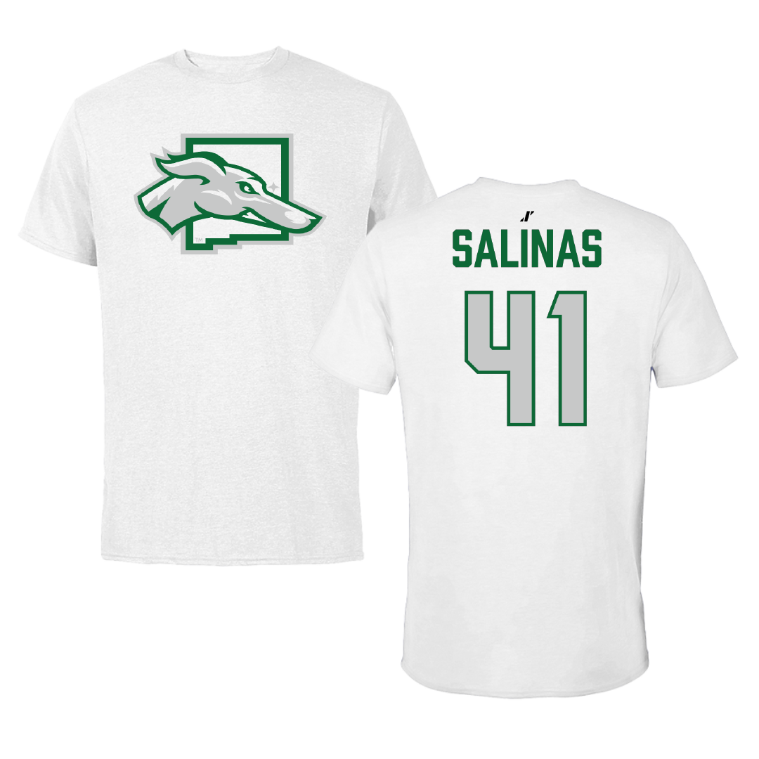 Eastern New Mexico University Football White Performance Tee - #41 Darrik Salinas