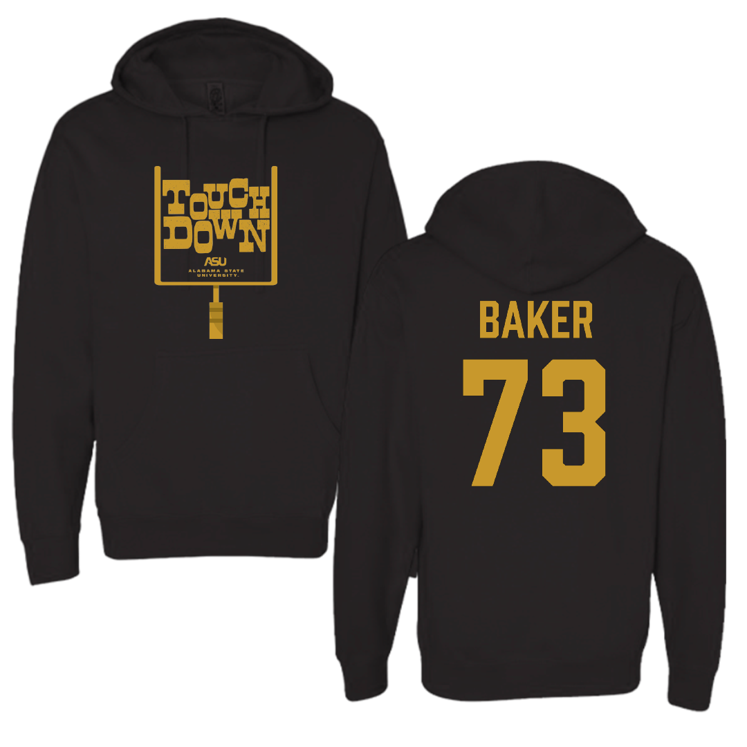 Alabama State University Football Black Touchdown Hoodie - #73 Elijah Baker