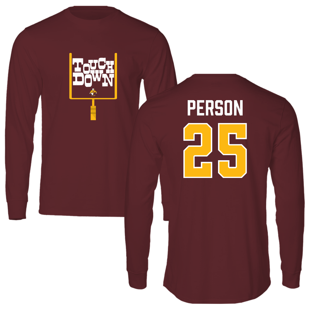 Salisbury University Football Maroon Touchdown Long Sleeve - #25 LJ Person