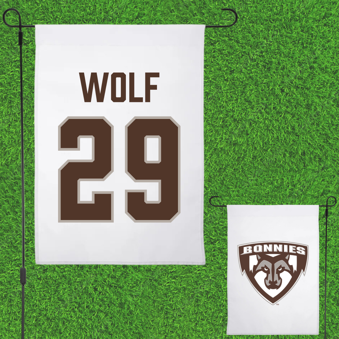 St. Bonaventure University Baseball White Garden Flag - #29 Conor Wolf
