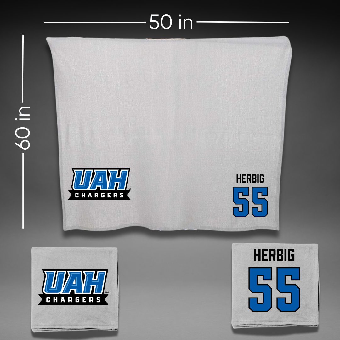 Huntsville Lacrosse (M) Gray Blanket - #55 Emerson Herbig