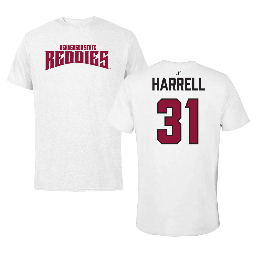 Henderson State University Baseball White Classic Performance Tee - #31 Aidan Harrell