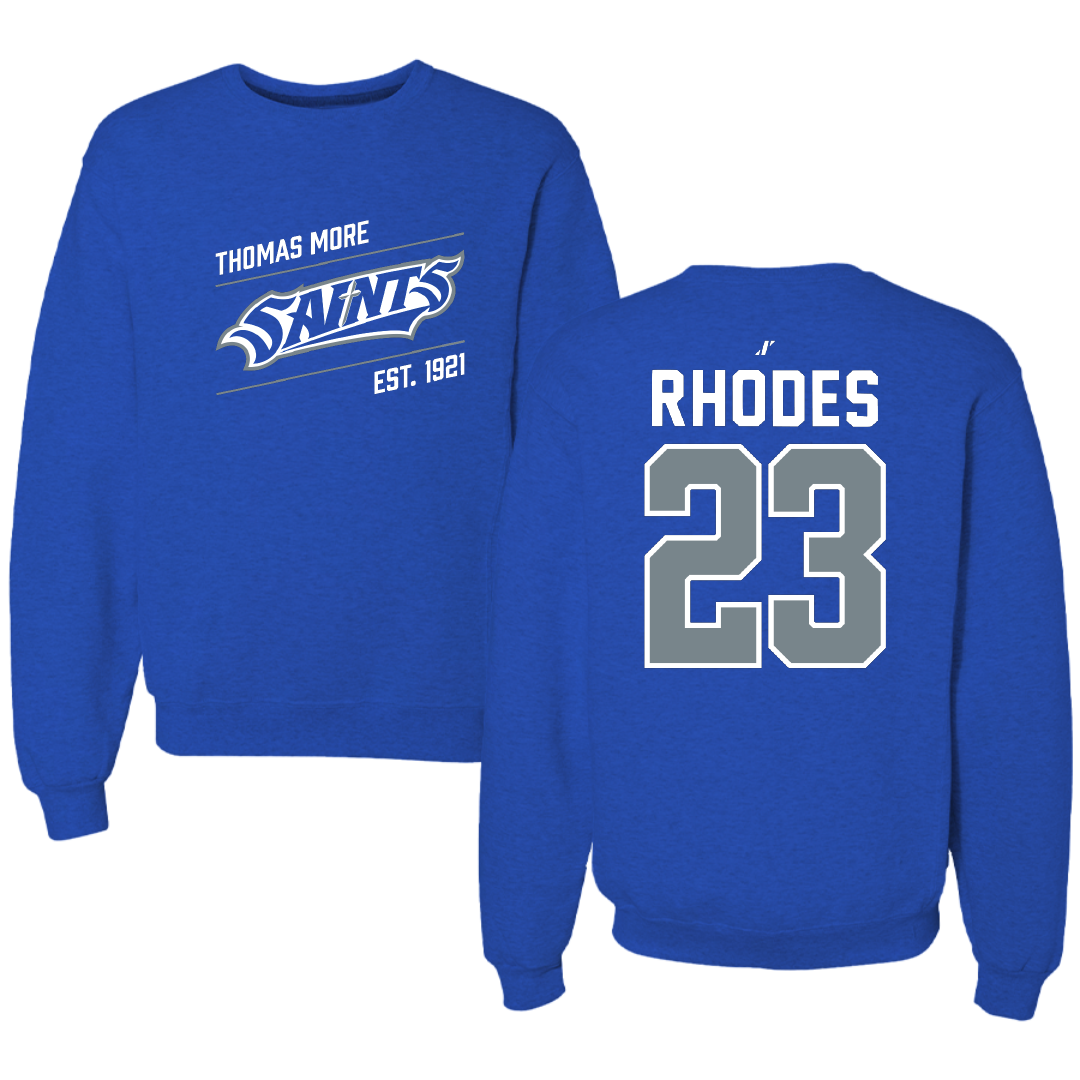 Thomas More University Lacrosse Blue General Crewneck - #23 Miles Rhodes