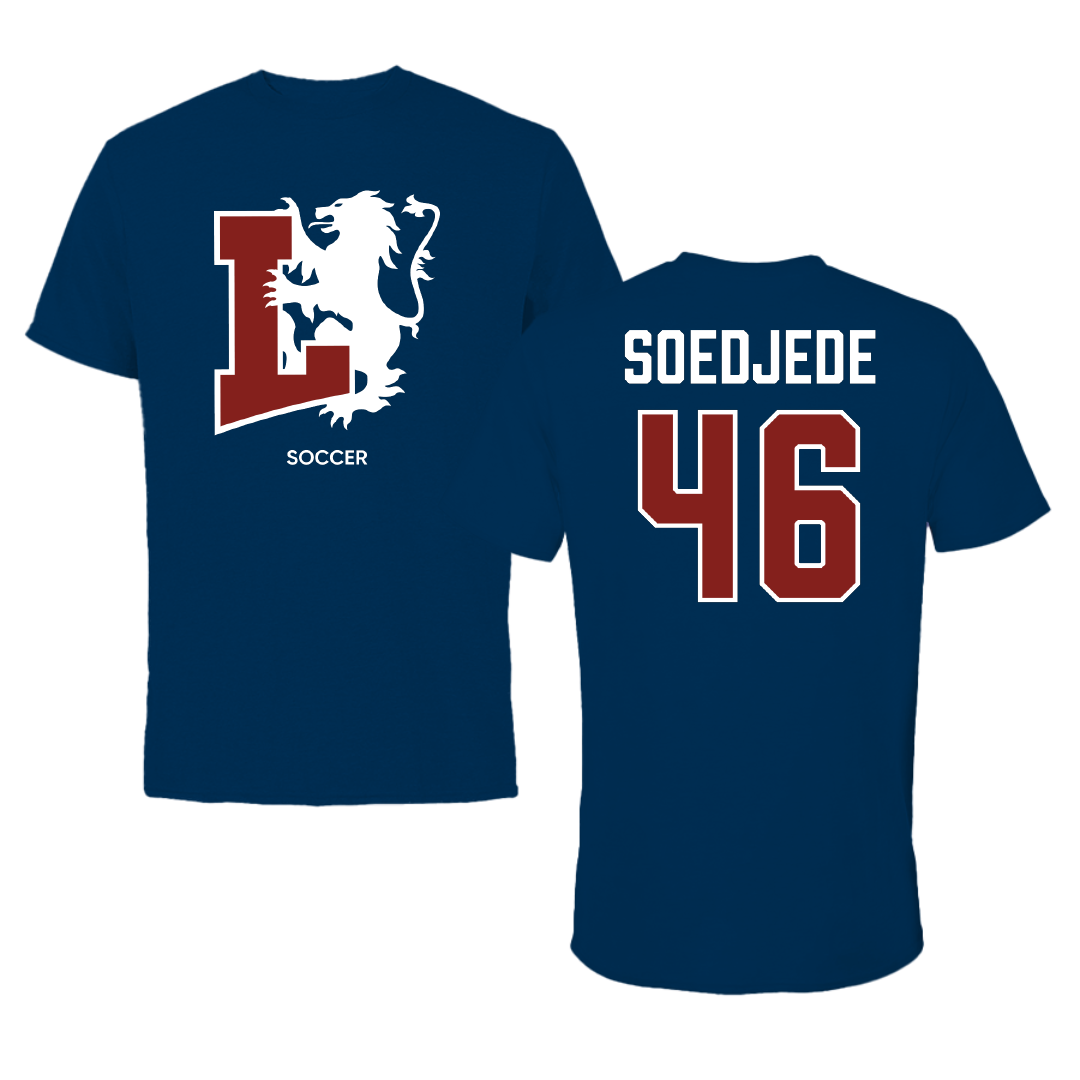 Lyon College Soccer (M) Navy Performance Tee - #46 Richmond Soedjede