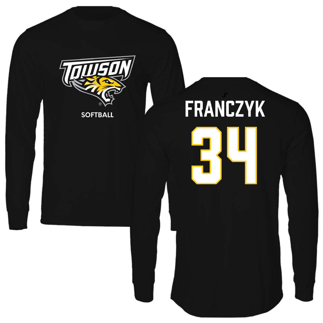 Towson University Softball Black Performance Long Sleeve - #34 Grace Franczyk