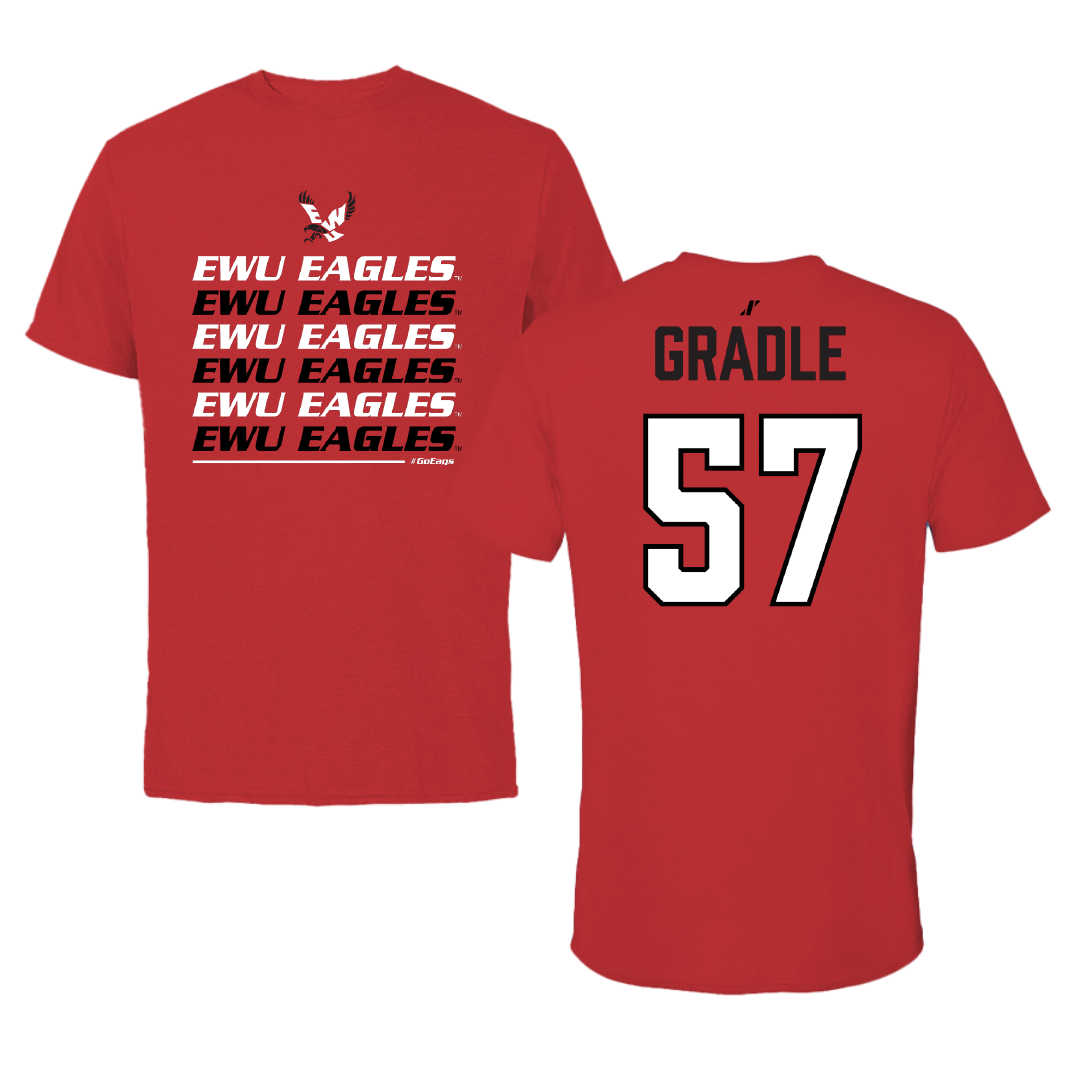 Eastern Washington University Football Red General Tee - #57 Michael Gradle
