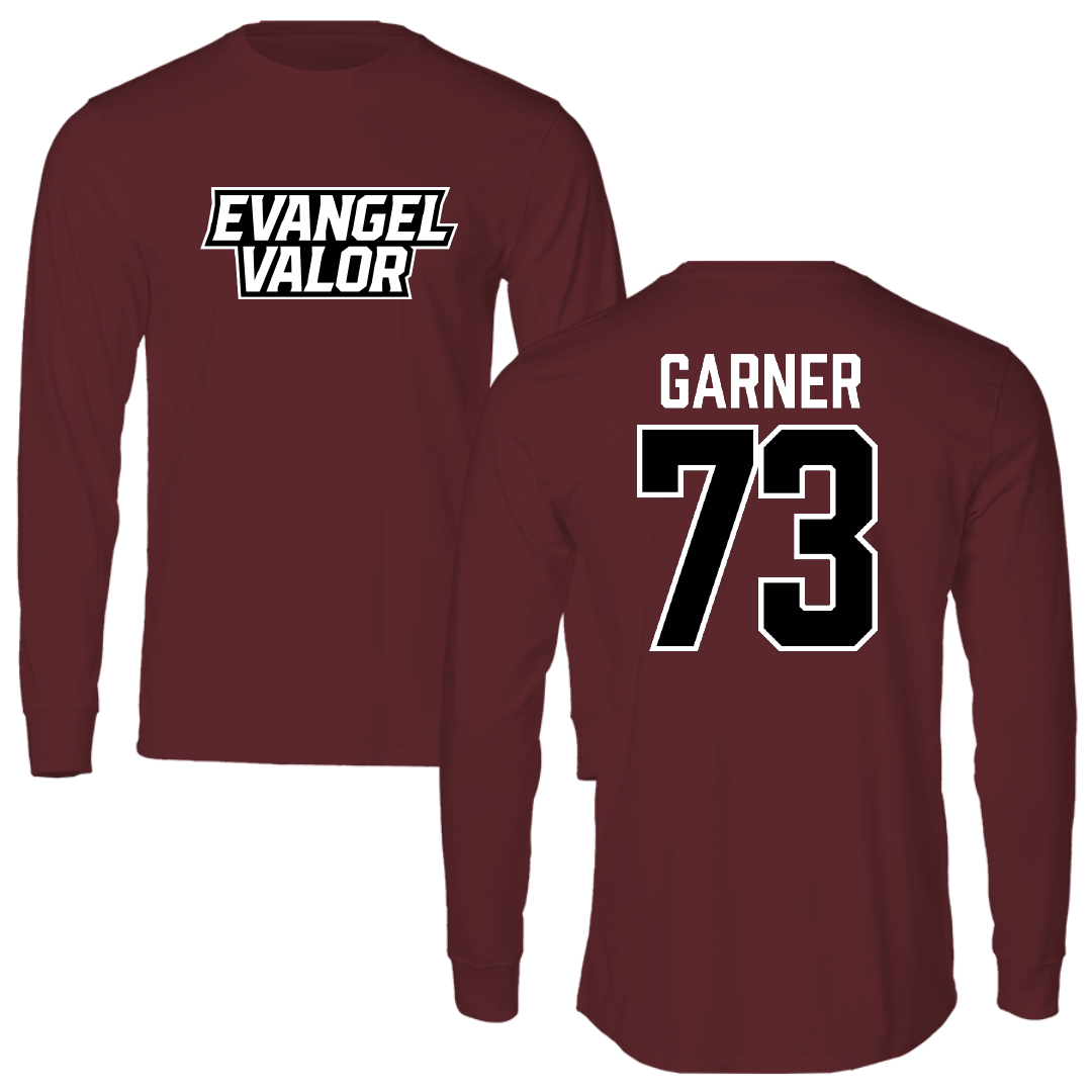 Evangel University Football Maroon Long Sleeve - #73 Koehn Garner