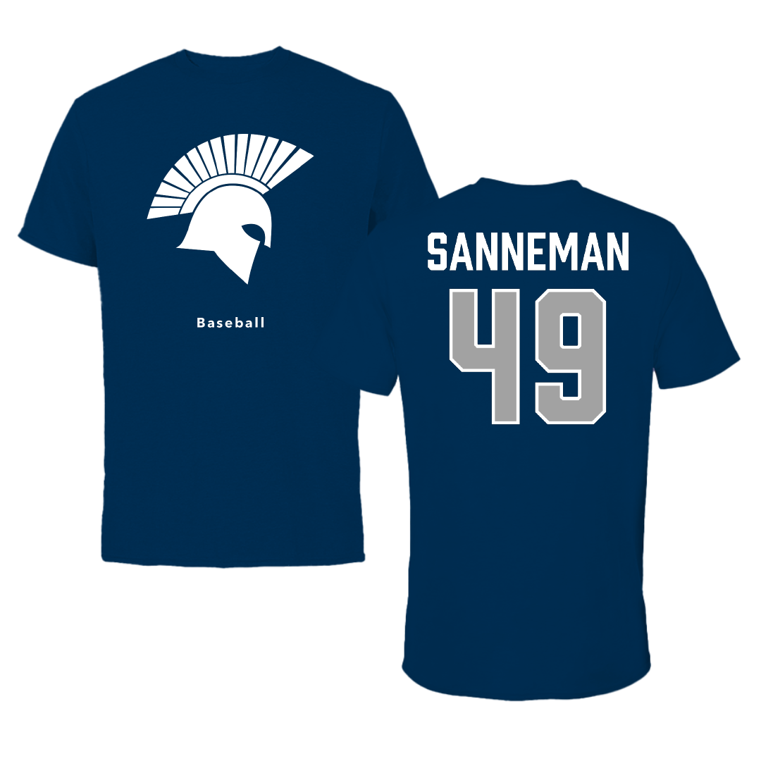 Missouri Baptist University Baseball Navy Tee - #49 Caleb Sanneman