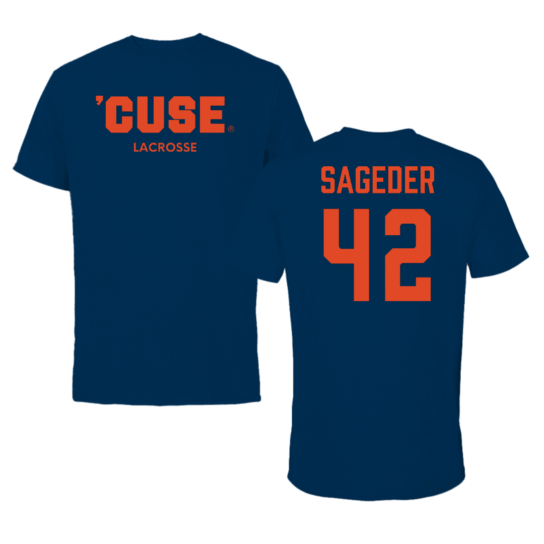 Syracuse University Lacrosse (M) Navy Tee - #42 Dylan Sageder