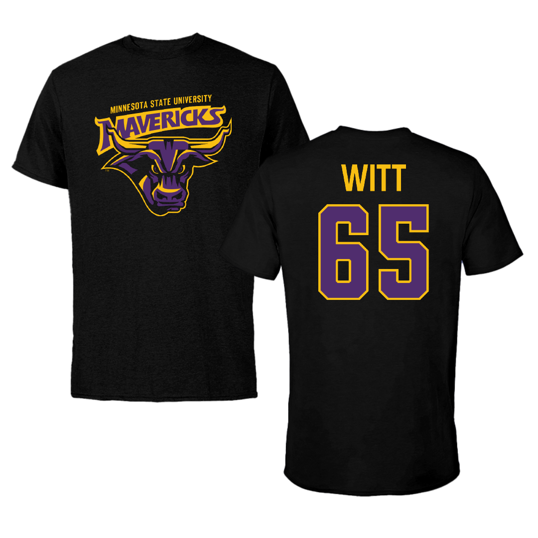 Minnesota State University-Mankato Football Black Performance Tee - #65 Josh Witt