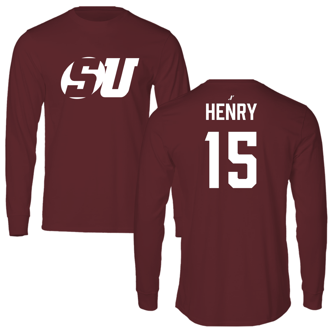 Schreiner University Baseball Maroon Long Sleeve - #15 Wyatt Henry