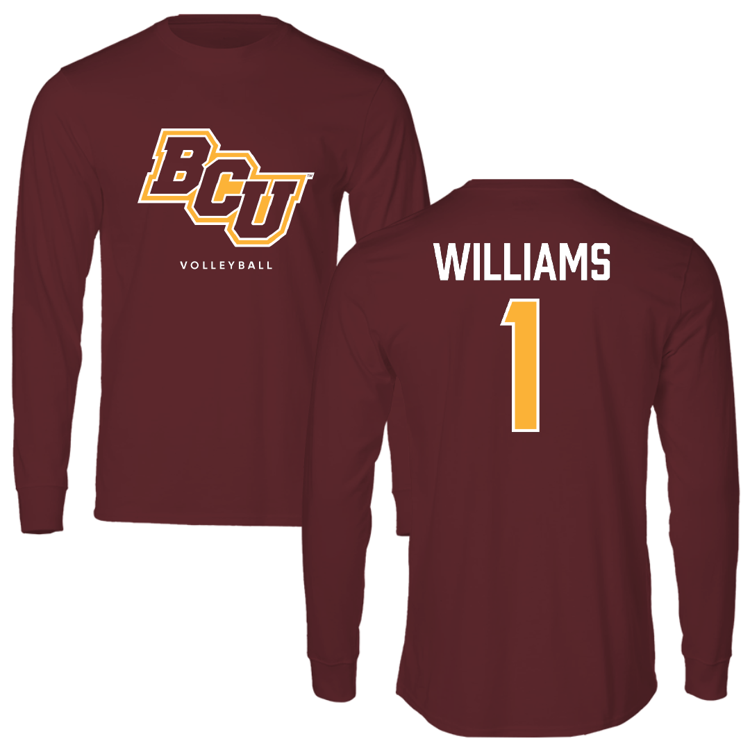 Bethune-Cookman University Volleyball (W) Maroon Performance Long Sleeve - #1 Kaleigh Williams