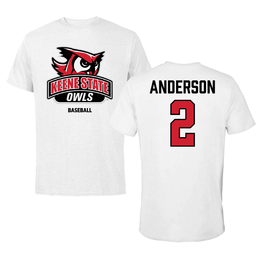 Keene State College Baseball White Tee - #2 Luke Anderson