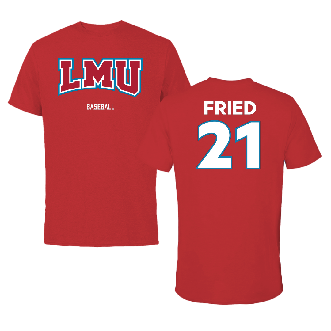 Loyola Marymount University Baseball Red Tee - #21 Jacob Fried
