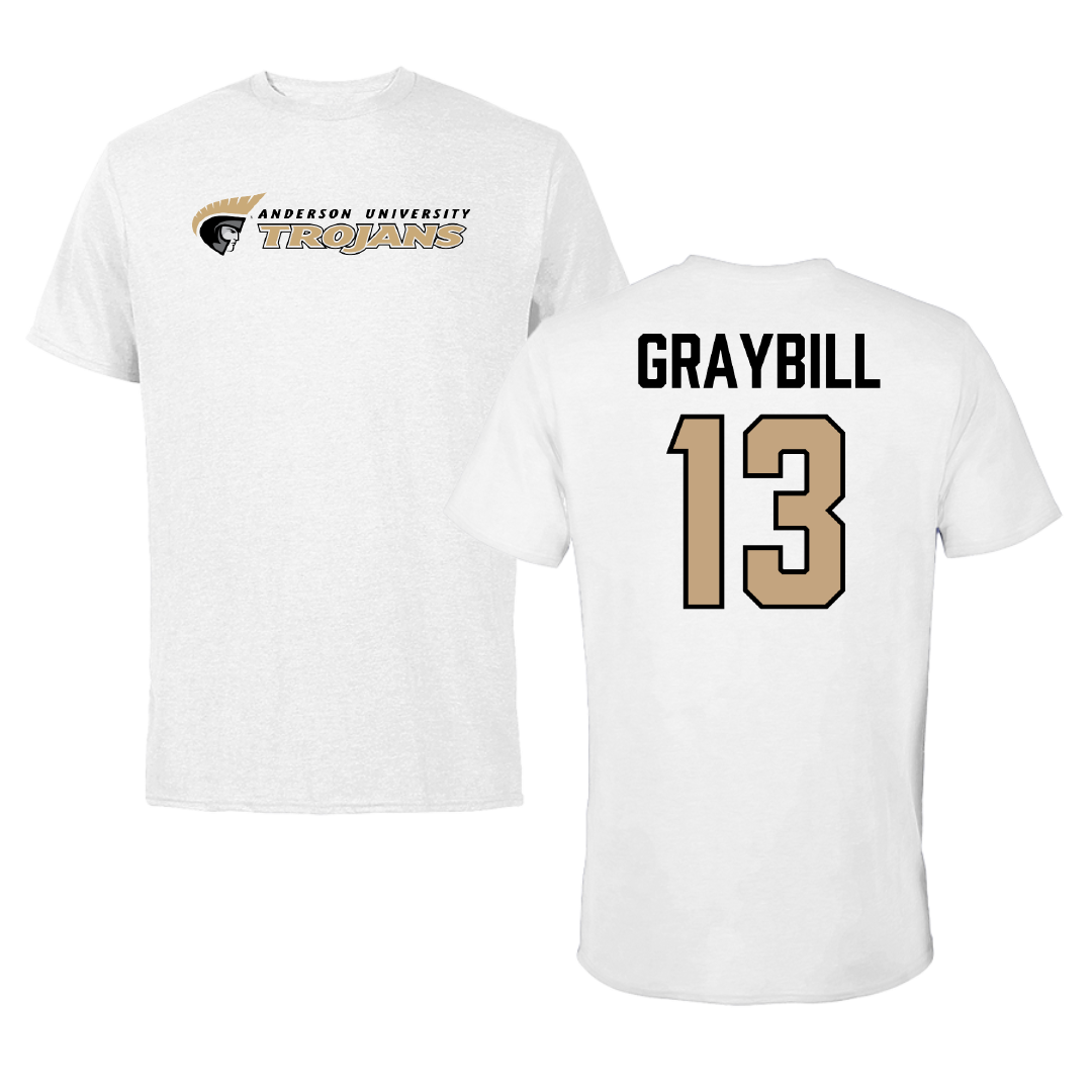 Anderson University (South Carolina) Football White Performance Tee - #13 Anthony Graybill