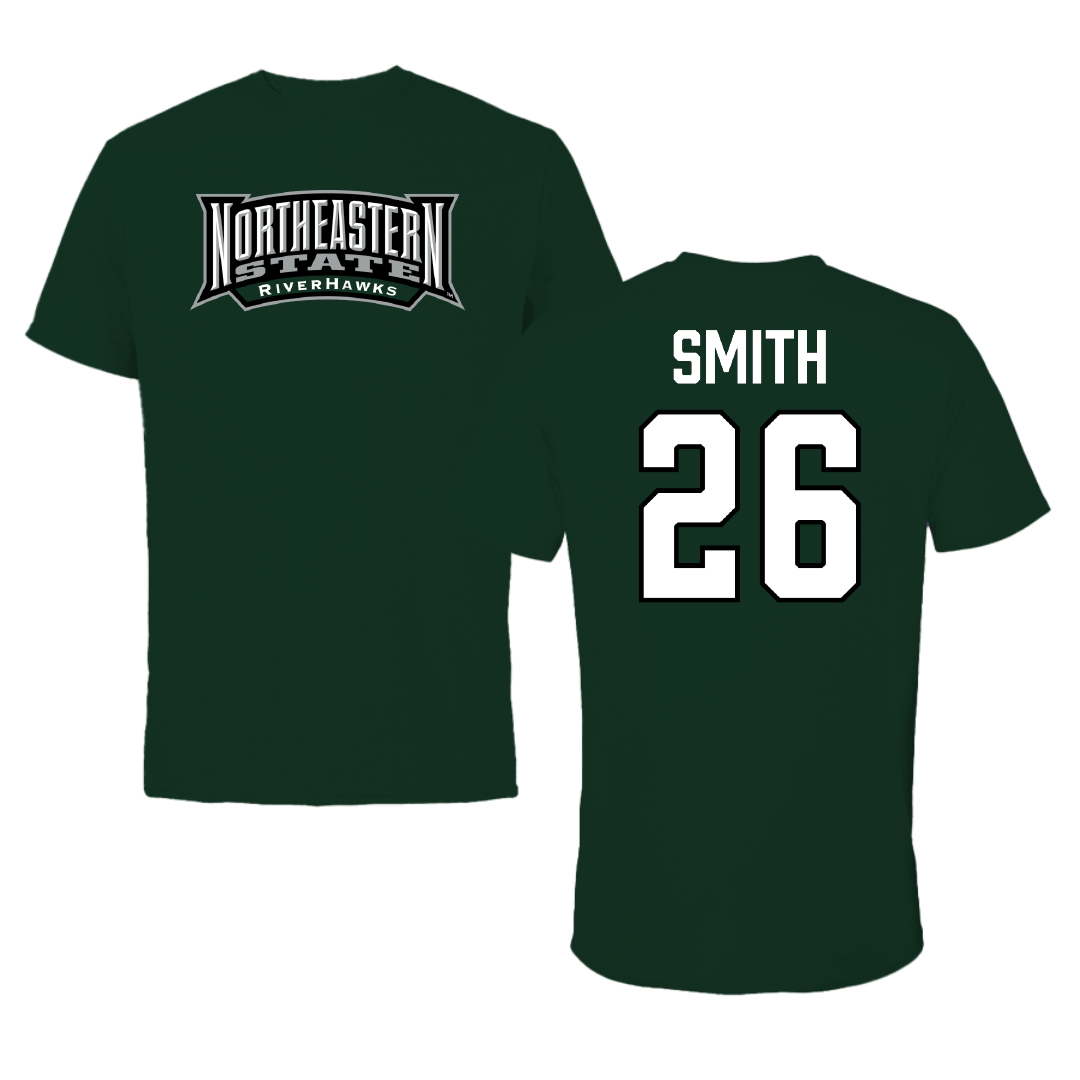 Northeastern State University Baseball Forest Green Block Performance Tee - #26 Brady Smith