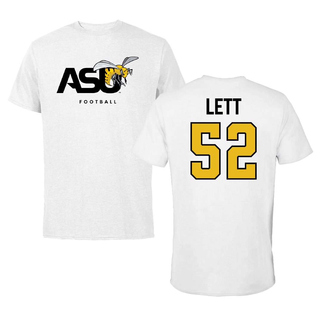 Alabama State University Football White ASU Tee - #52 Trej Lett