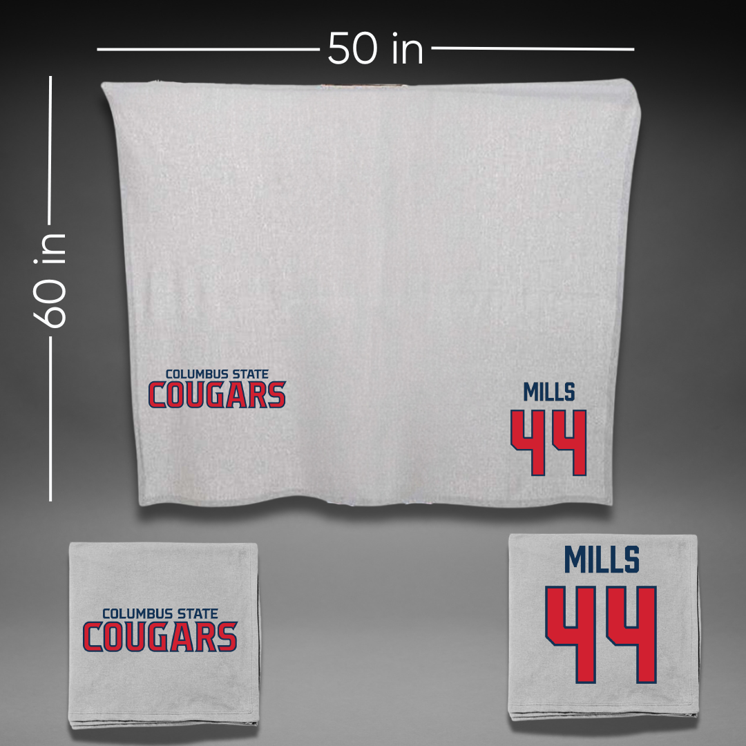 Columbus State University Football Gray Blanket - #44 Dominique Mills