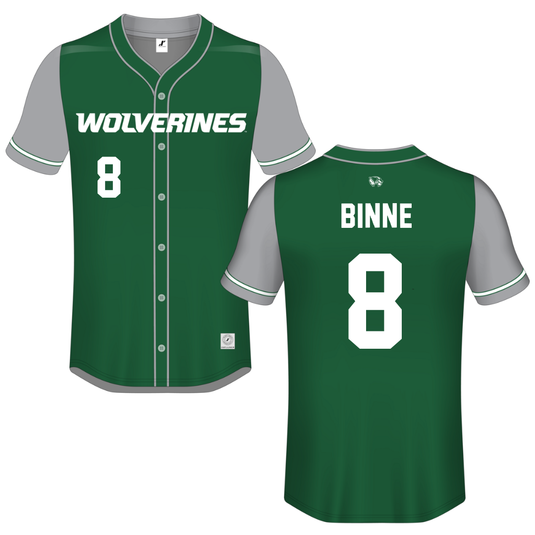 Utah Valley University Green Button-Down Jersey - #8 Ryley Binne